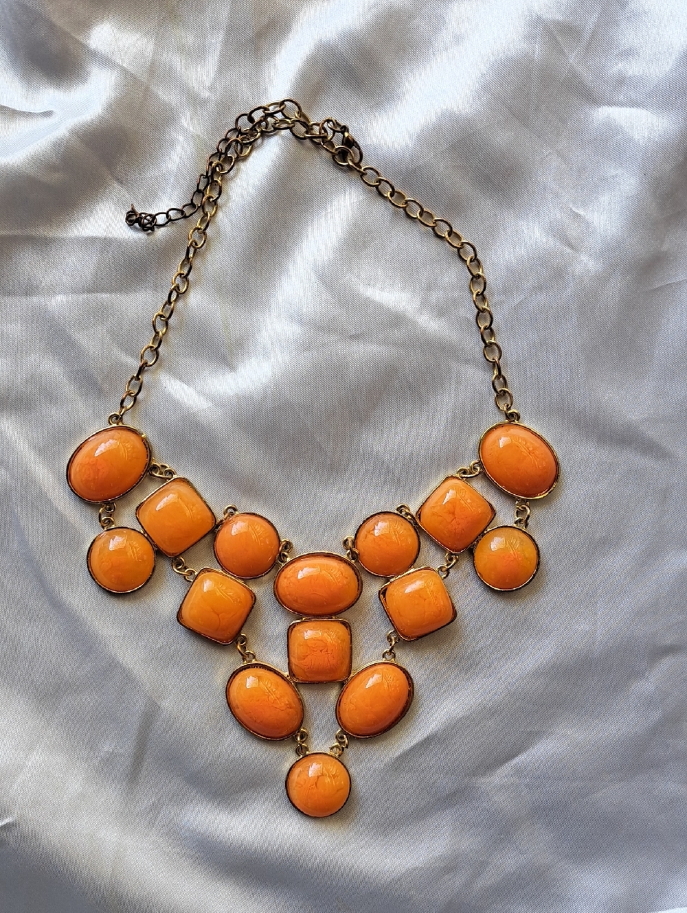 Orange Statement Bib Necklace - Women Jewelry